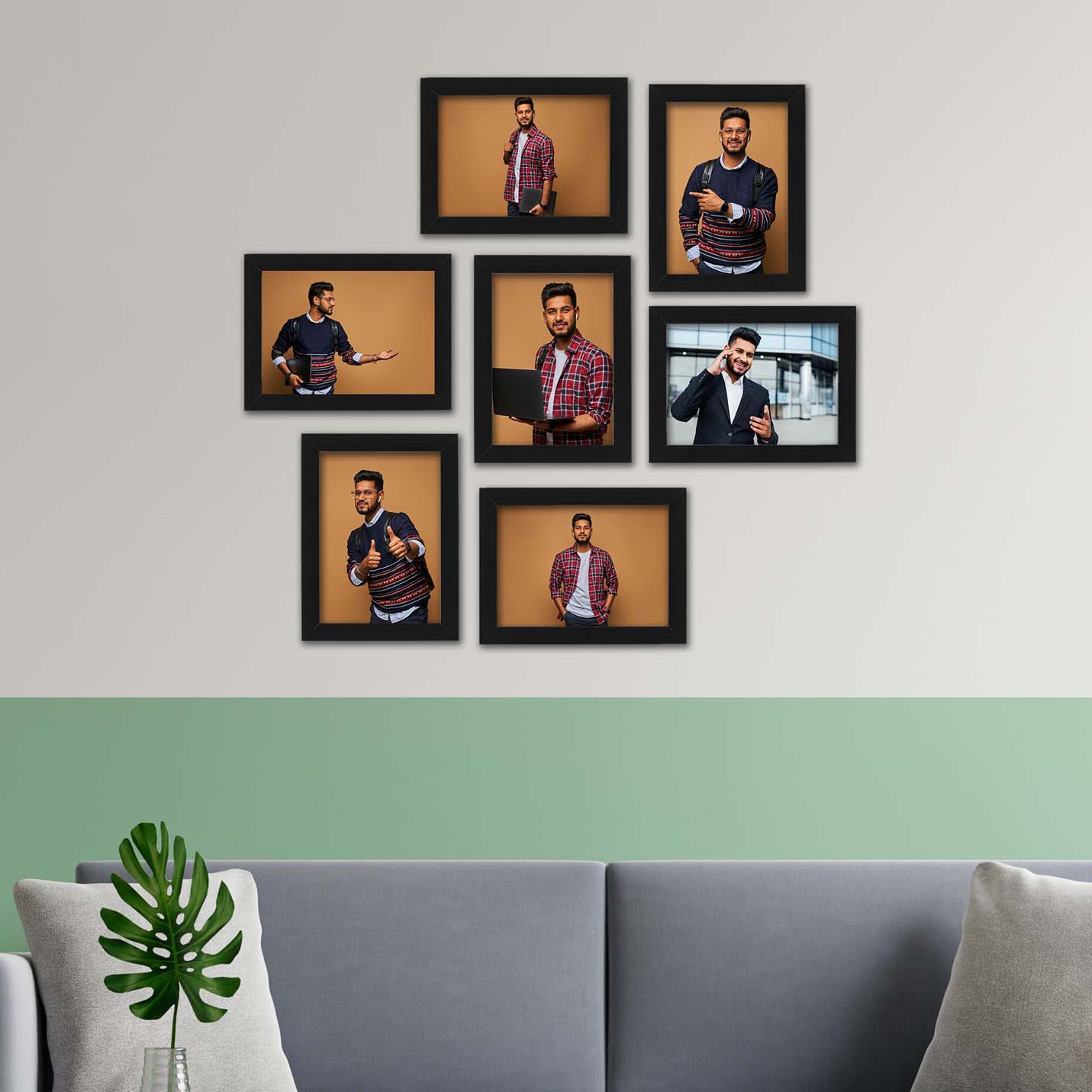 Set of Seven Wooden Photo Collage Frame