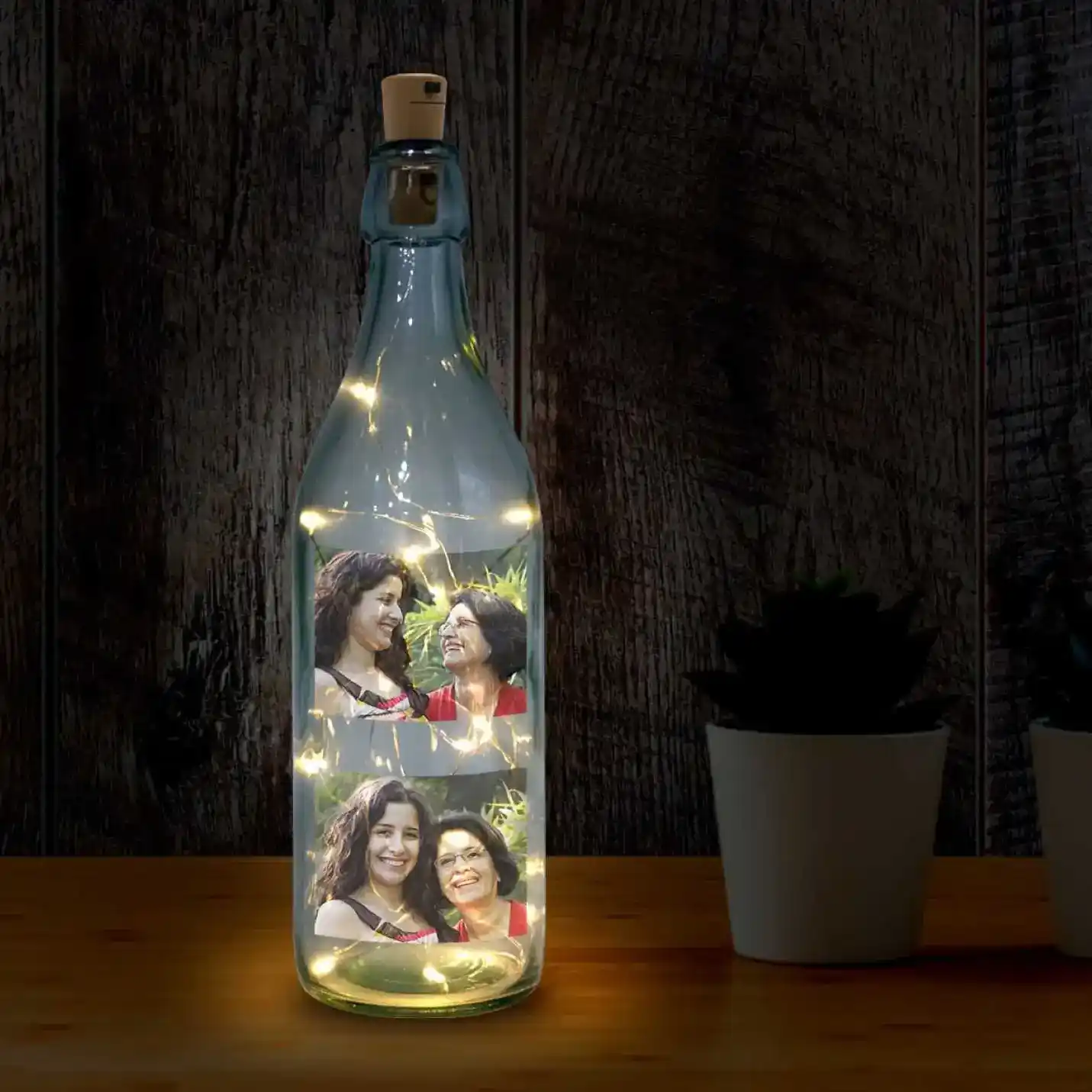 LED Bottle Lamp Personalised for Mother Birthday