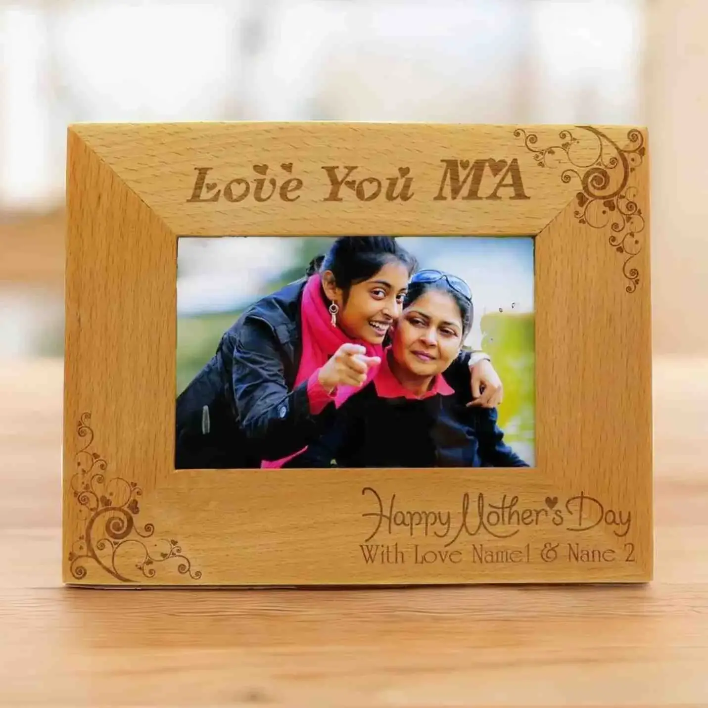 laser-engraved Wooden frame for your mother