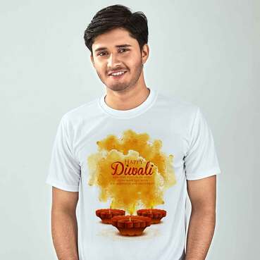 Round Neck White T-Shirt for Diwali