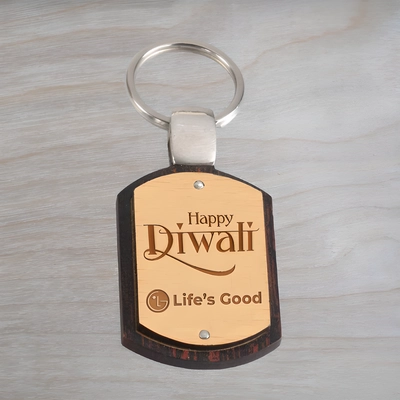 Two Toned Wooden Key Chain for Diwali