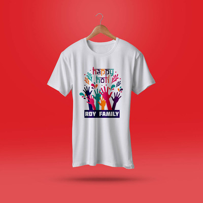 Round Neck White T-Shirt for Holi