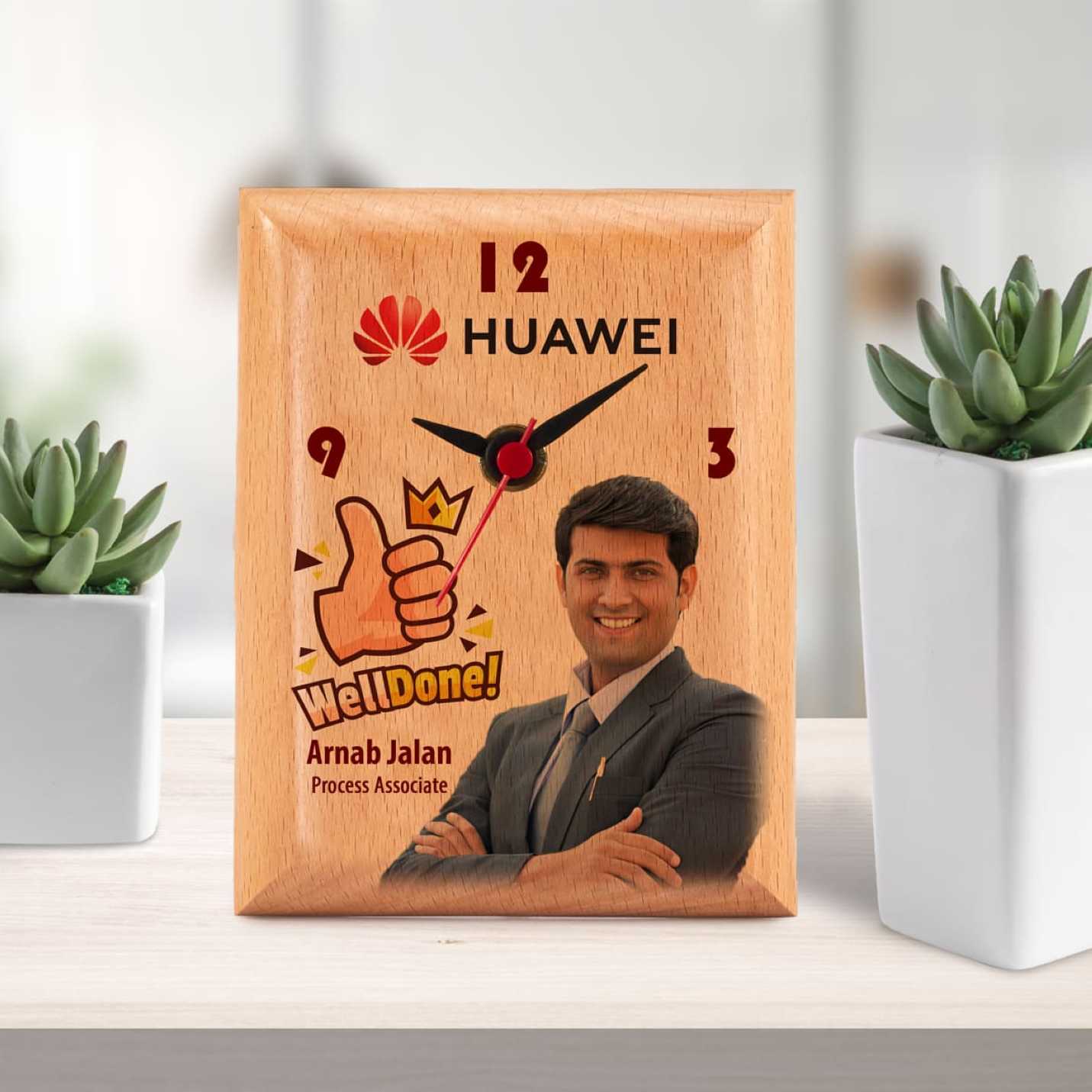 Full HD Color Personalised Wooden Photo Clock 5 x 4 inches